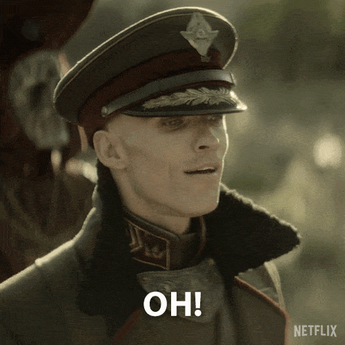 a man in a military uniform is saying oh