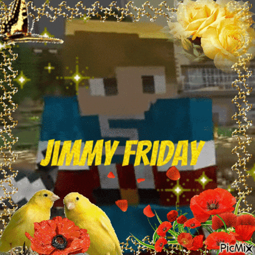 a picture of jimmy friday surrounded by flowers