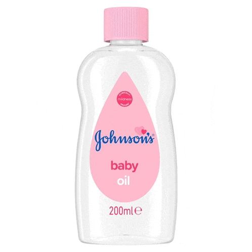 a 200ml bottle of johnson 's baby oil with a pink cap