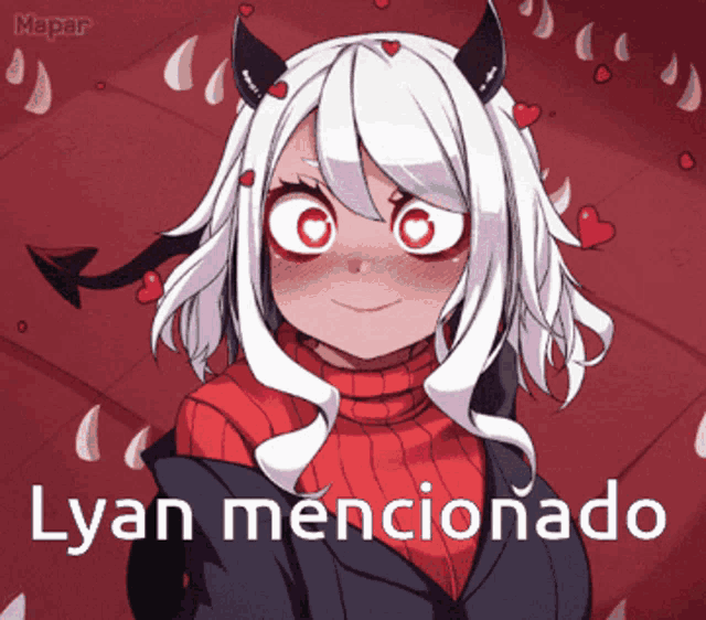 a picture of a girl with horns and the words lyan mencionado below her