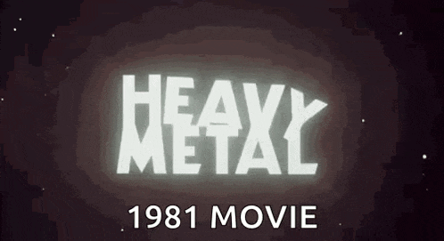 the logo for the heavy metal 1981 movie is glowing in the dark