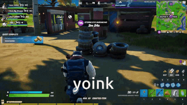 a screenshot of a video game with the word yoink at the bottom