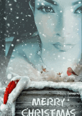 a picture of a woman with the words merry christmas