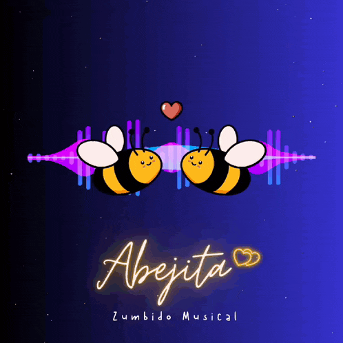 a poster for abejita zumbido musical with two bees and a heart