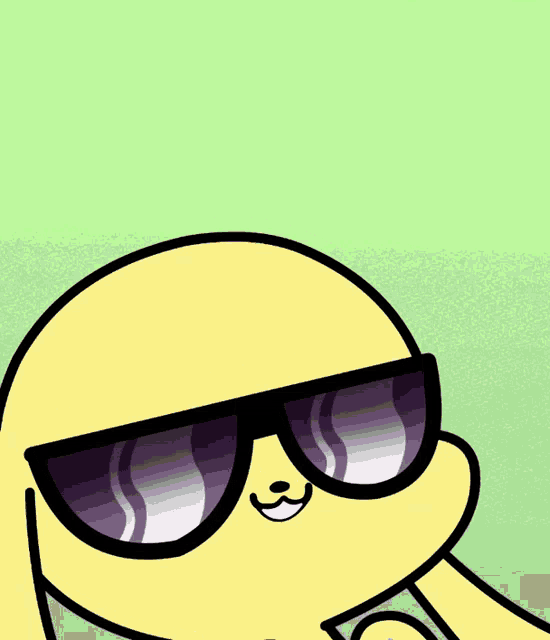 a cartoon character wearing sunglasses and a speech bubble that says " you jealous "