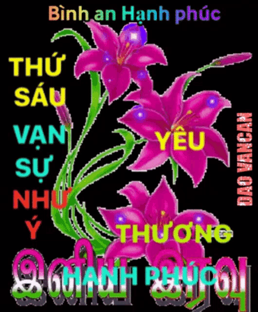 a picture of pink flowers with the words " binh an hanh phúc "