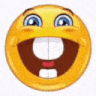 a smiley face with a big smile on it and a big mouth .