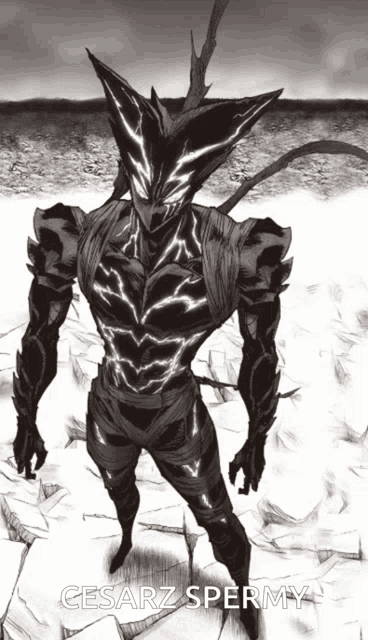 a black and white drawing of a monster with the words cesarz spermy on the bottom