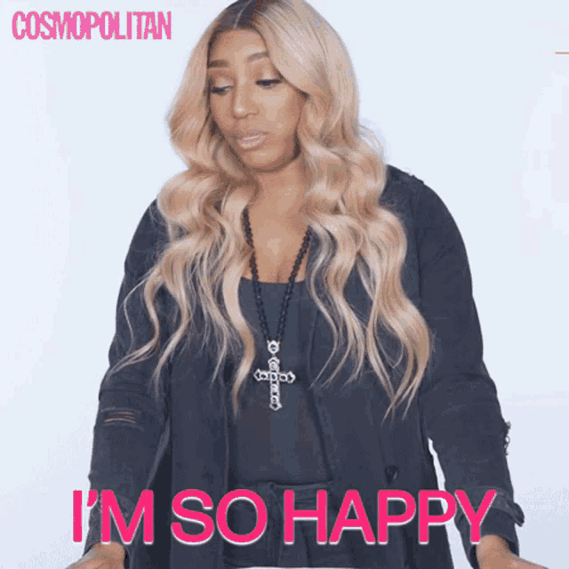 a woman says i 'm so happy in pink