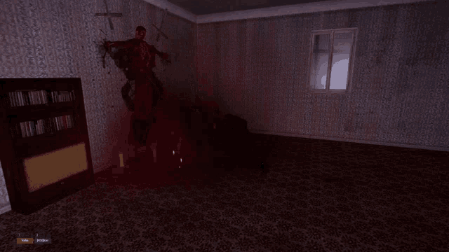a screenshot of a video game shows a room with a cross on the wall
