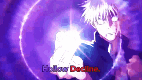 a purple background with the words hollow decline in red