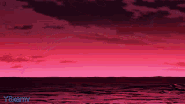 a computer generated image of a sunset over the ocean with the watermark yaxamy