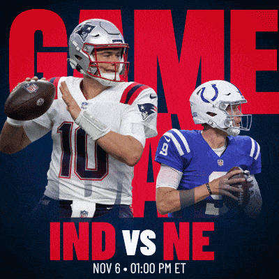 a poster for a game between the patriots and colts