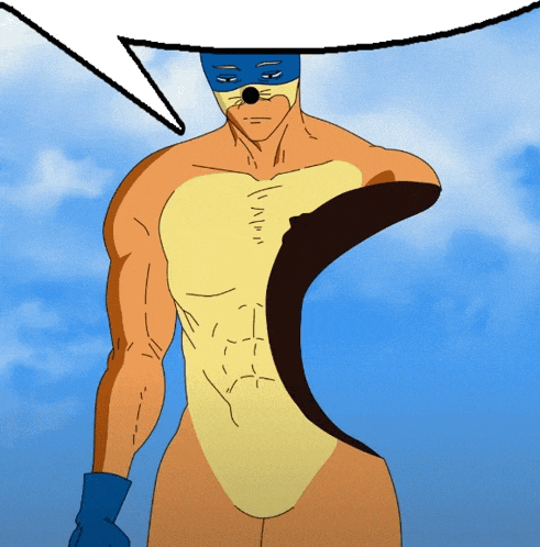 a cartoon drawing of a man in a squirrel costume