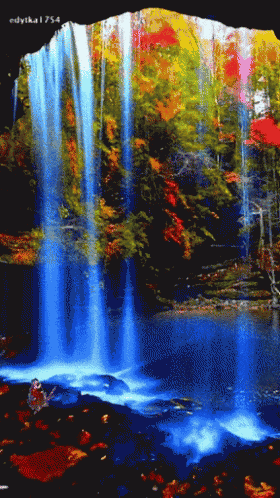 a painting of a waterfall with the number 1754 on the bottom left