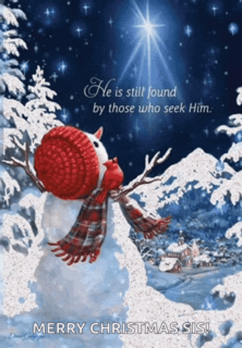 a merry christmas card with a snowman and a quote