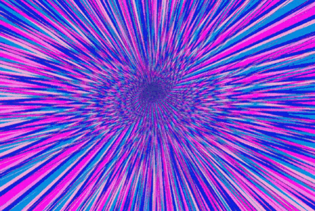 it looks like a kaleidoscope with a purple , pink , and blue striped pattern .