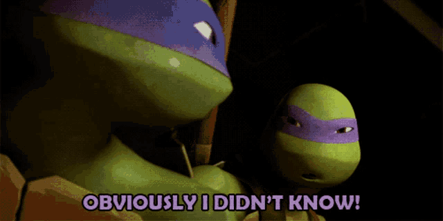 two teenage mutant ninja turtles saying obviously i didn 't know