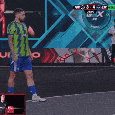 a soccer player celebrates a goal during a game between fur and g3x .
