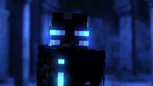 a light shines through a window in a blue background