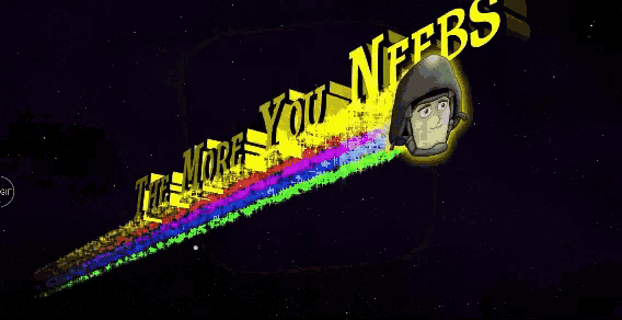 a cartoon of a man with a rainbow behind him