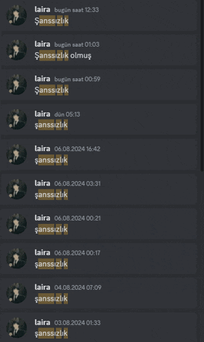 a screenshot of a conversation between laira and sanssizluk