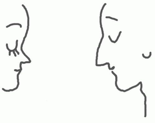 a black and white drawing of a person 's face with a swirl of hair