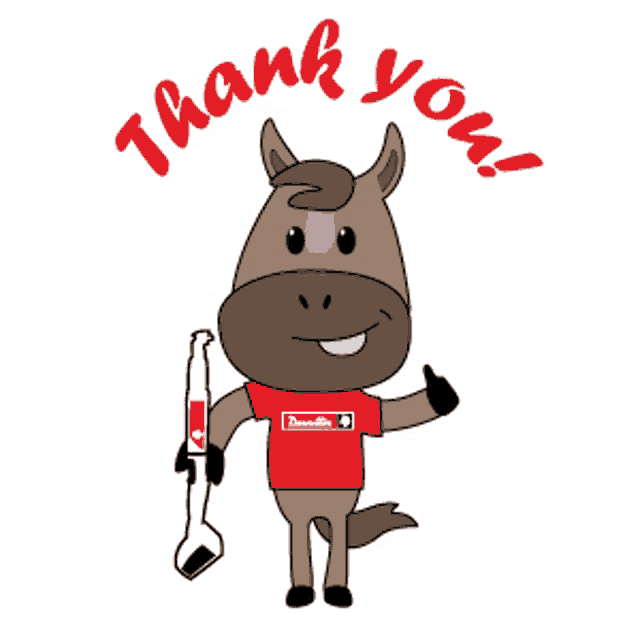 a cartoon horse is holding a wrench and giving a thumbs up sign