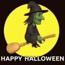 Happy Halloween Witch GIF - Happy Halloween Witch Flying GIFs