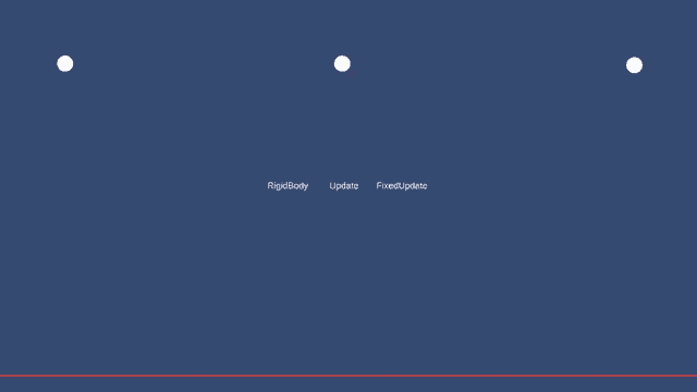 a blue background with white circles and the words rigidbody update fired update