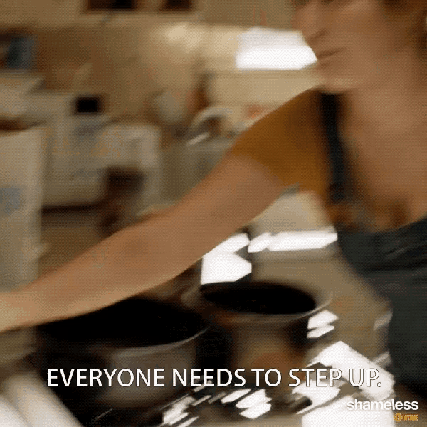an advertisement for shameless shows a woman cooking on a stove top