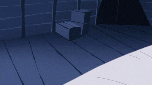 a cartoon character with green hair is standing in a dark room with boxes on the floor