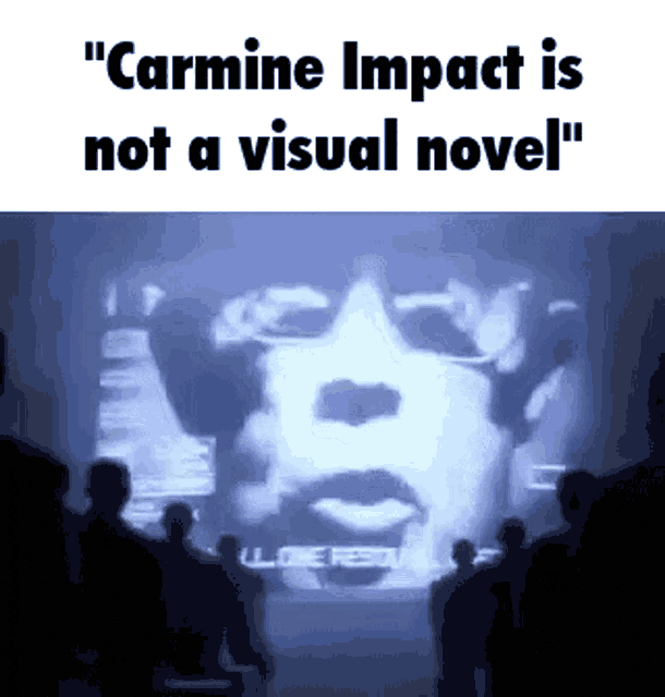 a group of people standing in front of a screen with a man 's face on it .