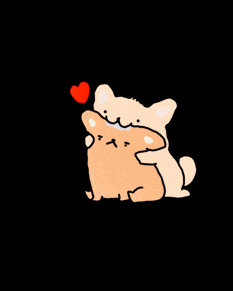 a cartoon of two cats hugging each other with a heart above them