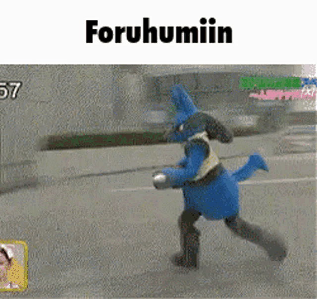 a picture of a person dressed as a pokemon with the words foruhumiin above it .