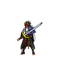 a pixel art drawing of a man holding a sword