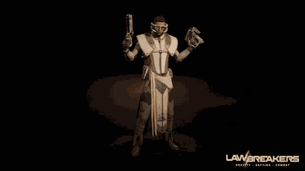 a video game called lawbreakers is being played on a black background