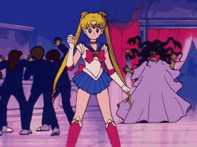 a cartoon of a girl in a sailor suit