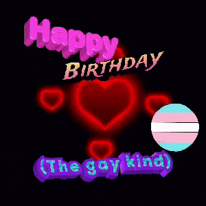 a happy birthday greeting card with a transgender symbol