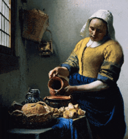 a painting of a woman pouring liquid into a bowl