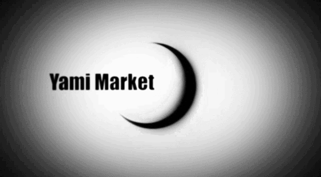 a logo for yami market with a black crescent moon