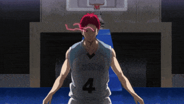 a basketball player with red hair and the number 4
