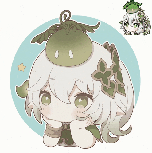 a drawing of a girl with white hair and green eyes