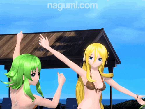 a picture of two anime girls with the website nagumi.com in the corner