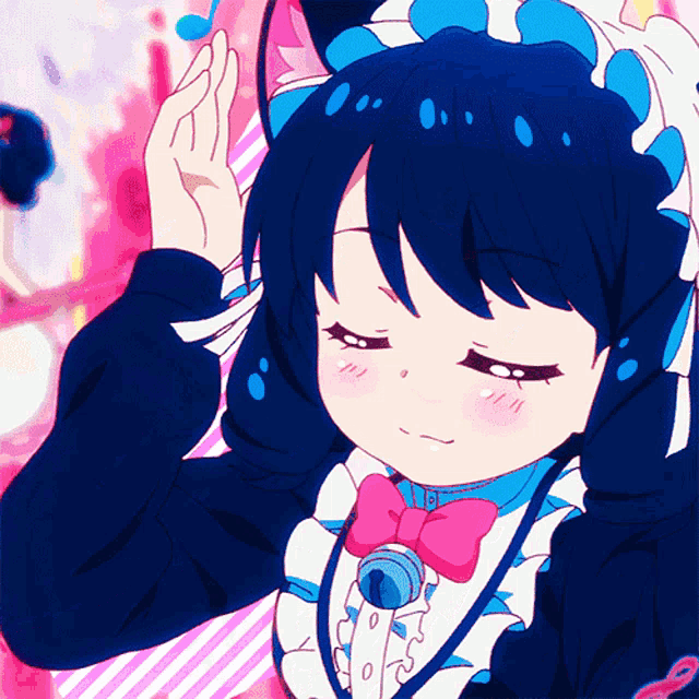 a girl with a cat ear and a bow tie