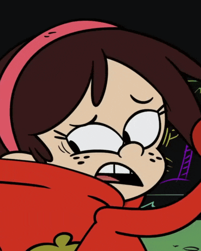 a close up of a cartoon character with a red hoodie