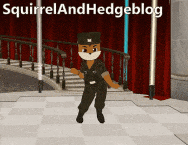 a cartoon of a squirrel in a military uniform with the words squirrelandhedgeblog below him