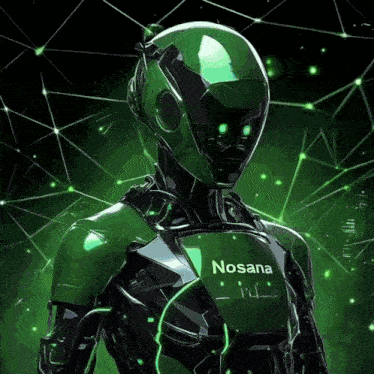a robot with the word nosana on it