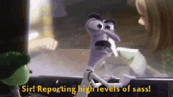 a cartoon character from inside out says sir reporting high levels of sass