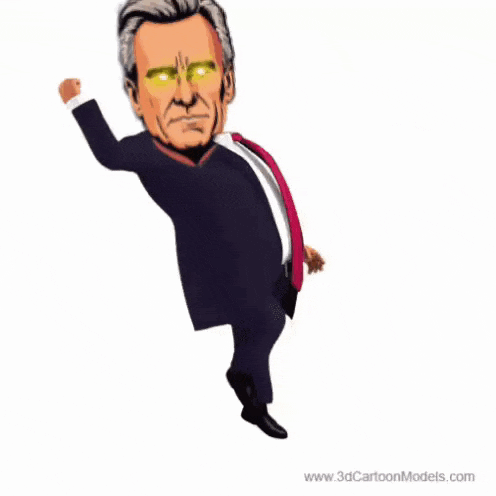 a cartoon drawing of a man in a suit and tie dancing